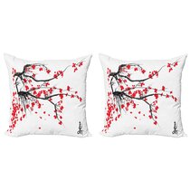 26 X 16 Ambesonne Nature Throw Pillow Cushion Cover Sakura Blossom Japanese Cherry Tree Garden Summertime Vintage Cultural Print Decorative Rectangle Accent Pillow Case Grey Vermilion 