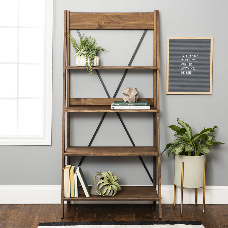 Gracie Oaks Ridgedale 68 H X 31 W Solid Wood Ladder Bookcase Wayfair