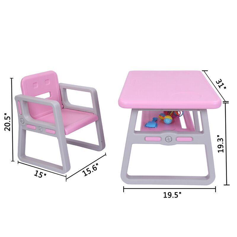 pink table and chairs for toddlers
