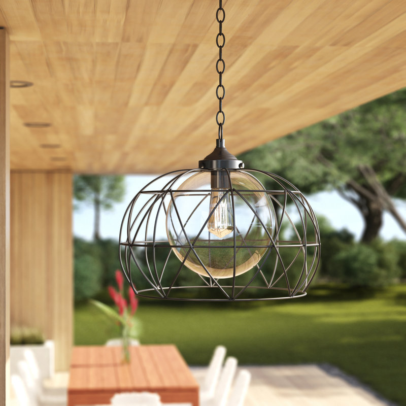 Mercury Row Wyckoff Blackened Oil Rubbed Bronze 1 Bulb 15 H Plug In Outdoor Pendant Reviews Wayfair