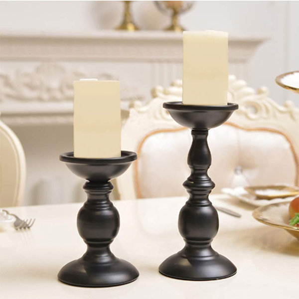 Vintage Style Iron Candle Holder Pillar Candlestick for Church Party Decor 