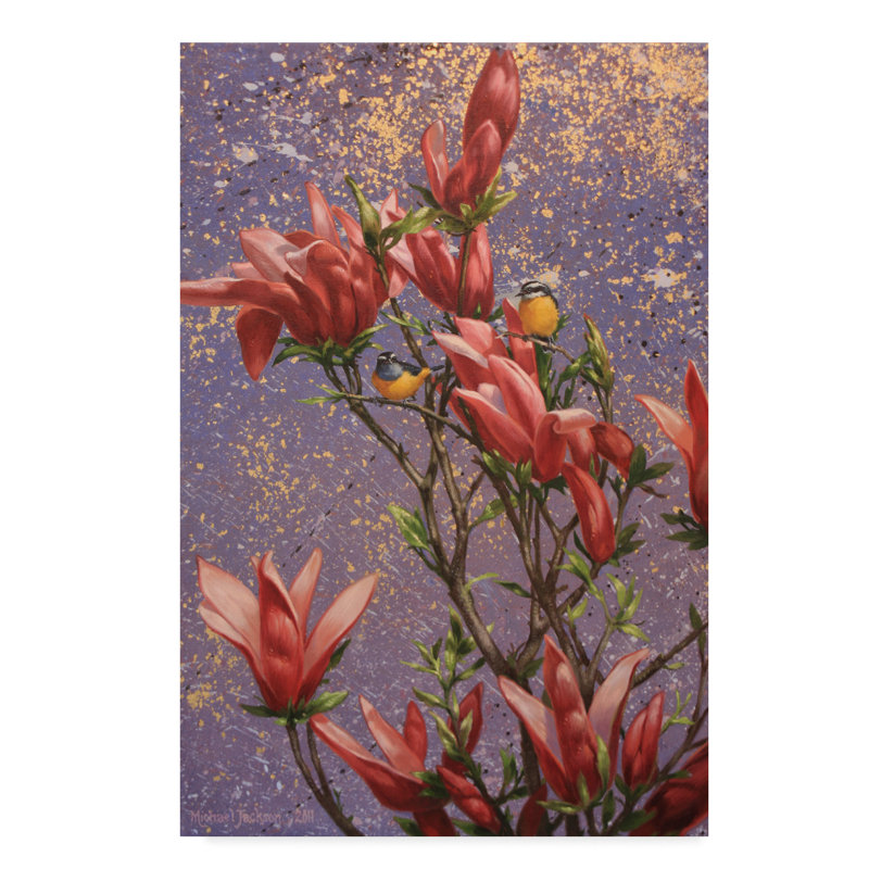 World Menagerie Pink Flowers Abstract Acrylic Painting Print On