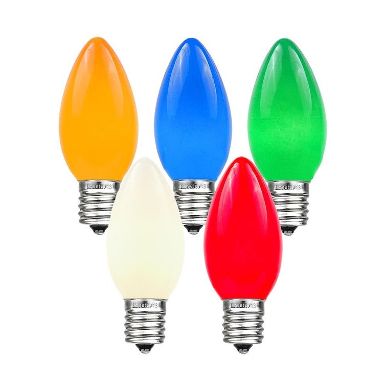 American Lighting 7W Incandescent Bulbs E17 Base C9 Bulb Assorted Colors 130V 