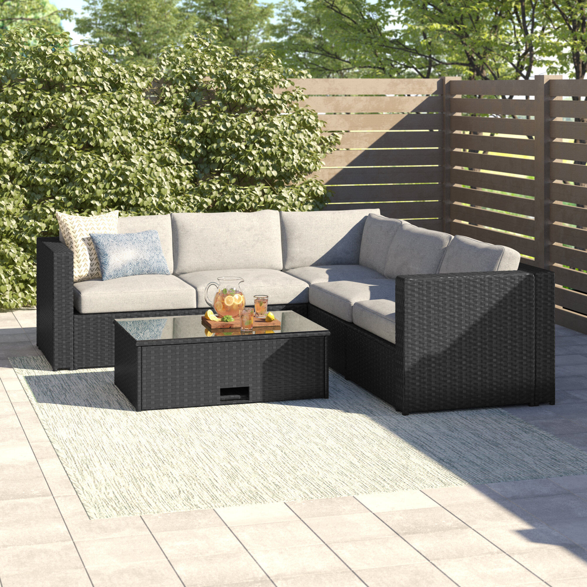 Sol 72 Outdoor Cotswald 4 Piece Rattan Sectional Seating Group With Cushions Reviews Wayfair