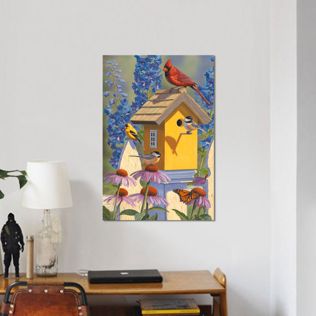 East Urban Home The Yellow Bird House Painting Print On Canvas
