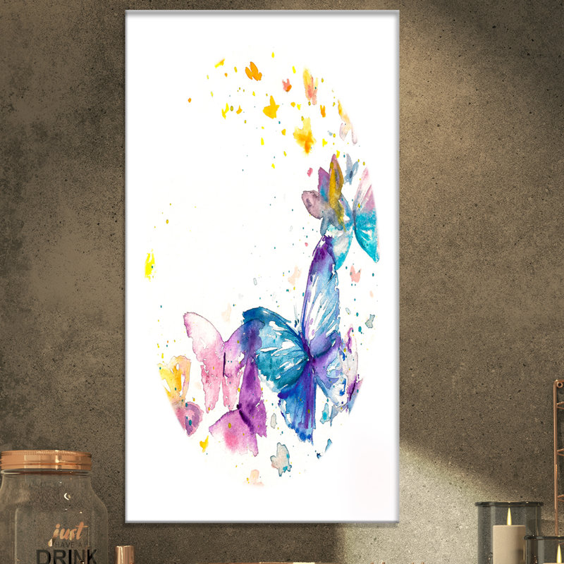 East Urban Home Butterfly On White Paper Oil Painting Print On
