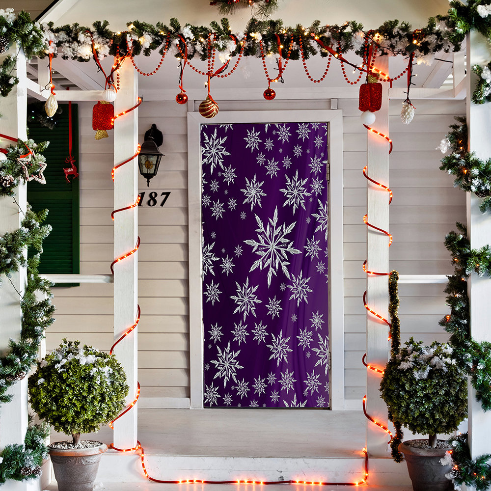 The Holiday Aisle Snowflakes On Drape Background Door Mural Wayfair