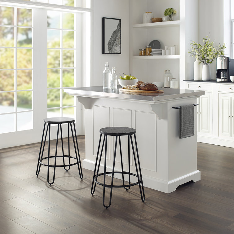 Diamondback 50'' Wide Kitchen Island Set with Stainless Steel Top