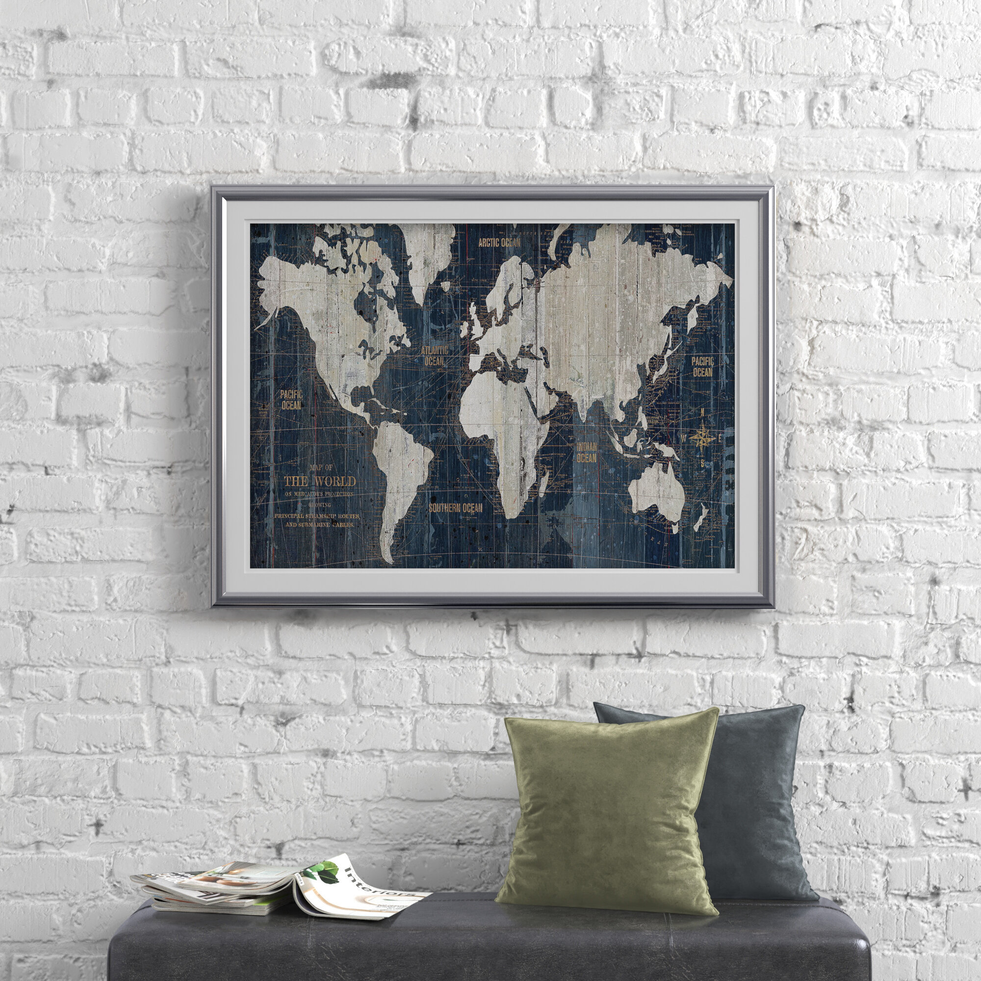 Steelside Old World Map Picture Frame Print Reviews Wayfair   Old World Map Picture Frame Print 