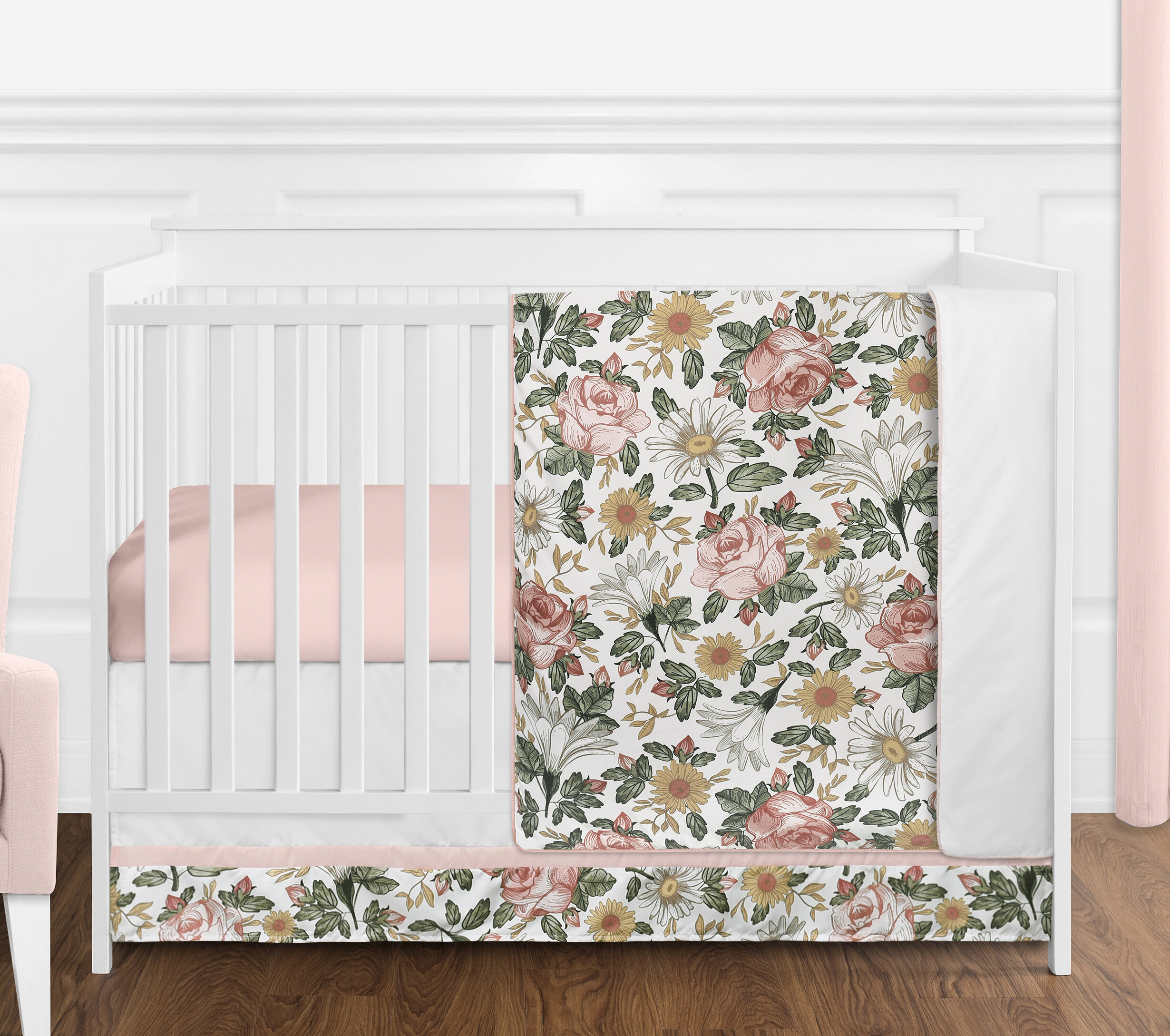 Vintage Floral 4 - Piece Crib Bedding Set