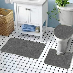 3-Piece Solid Bathroom Bath Mat Contour Rug Set with Toilet Lid Cover #7 