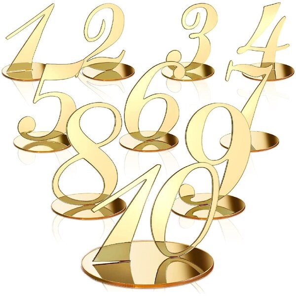 Wedding Table Numbers Stand Gold Mirror Acrylic Reception Table Number Signs 