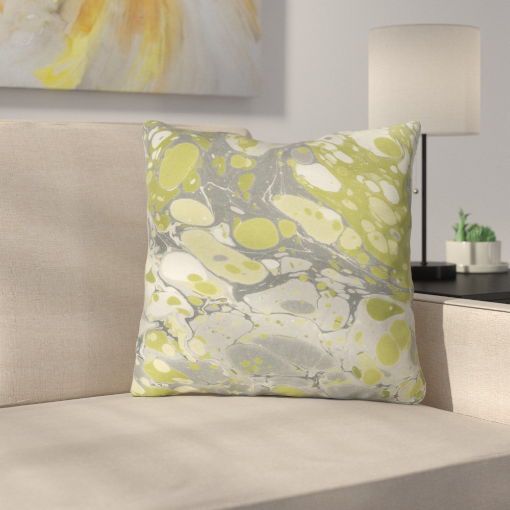 Ebern Designs Castellon Olive Marble Throw Pillow Wayfair