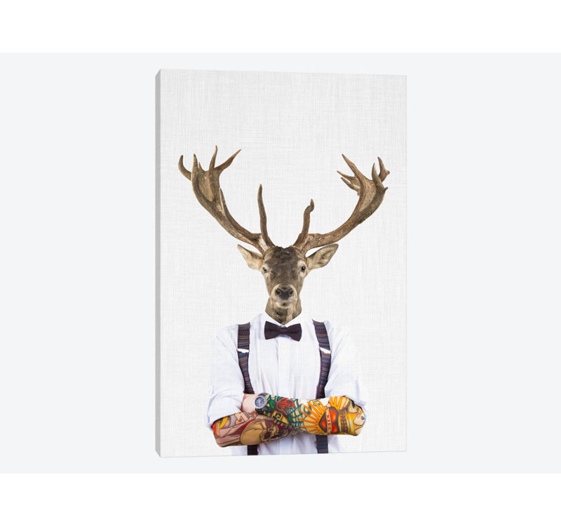 East Urban Home Deer Man Graphic Art Print On Wrapped Canvas Wayfair