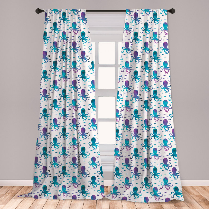 East Urban Home Ambesonne Octopus 2 Panel Curtain Set Mosaic