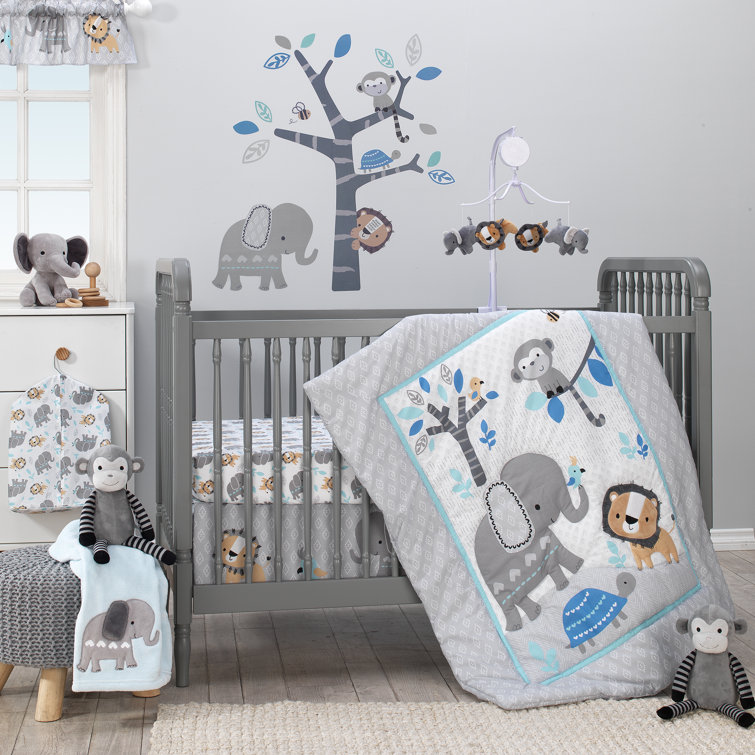 Bedtime Originals Jungle Fun Elephant Lion And Monkey Baby Nursery 3 Piece Crib Bedding Set Reviews Wayfair