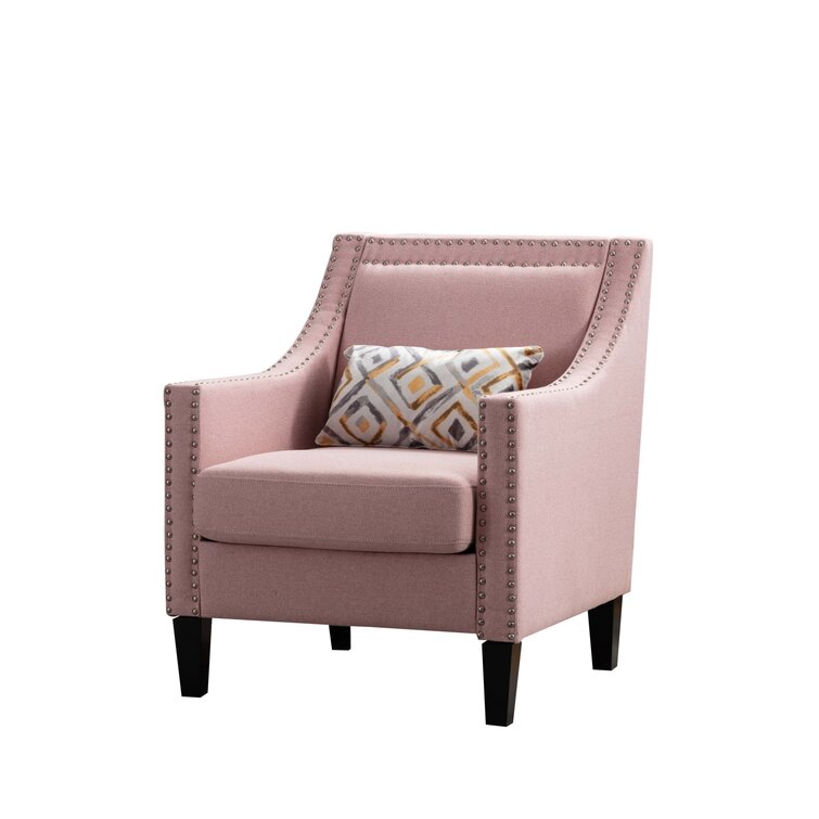 pink linen armchair