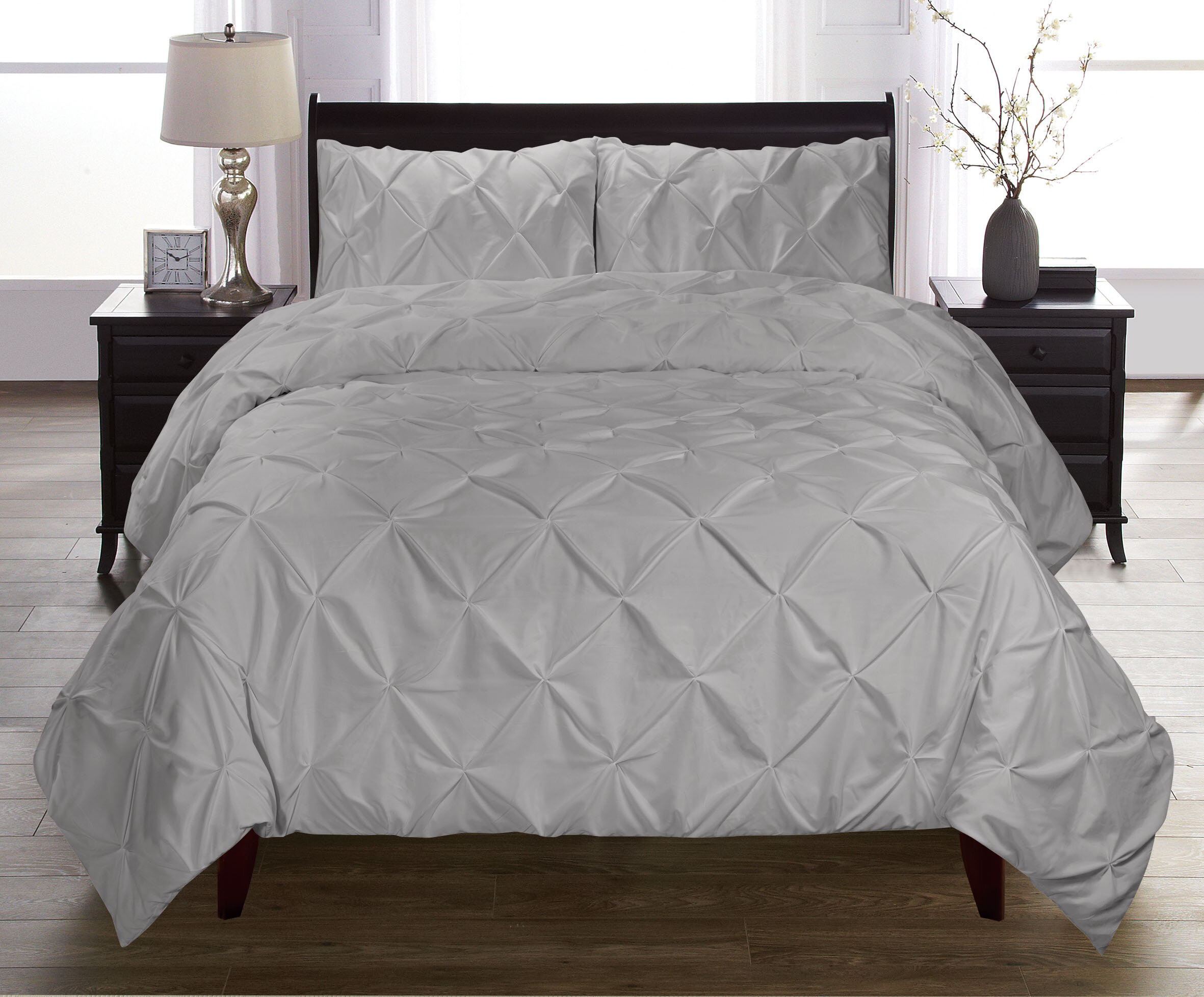 House Of Hampton Tamiko Pintuck Duvet Cover Set Reviews Wayfair Ca