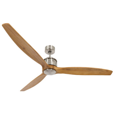 Orren Ellis 60 Inch Hutton 3 Blade Ceiling Fan With Remote Finish Teak