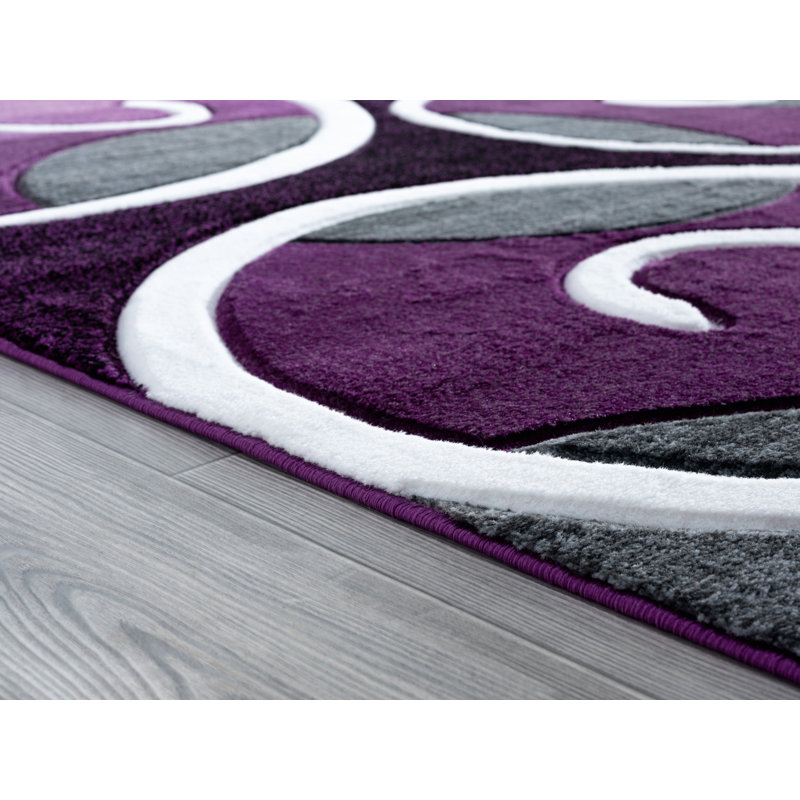 Orren Ellis Zabala Plum Gray Area Rug Wayfair