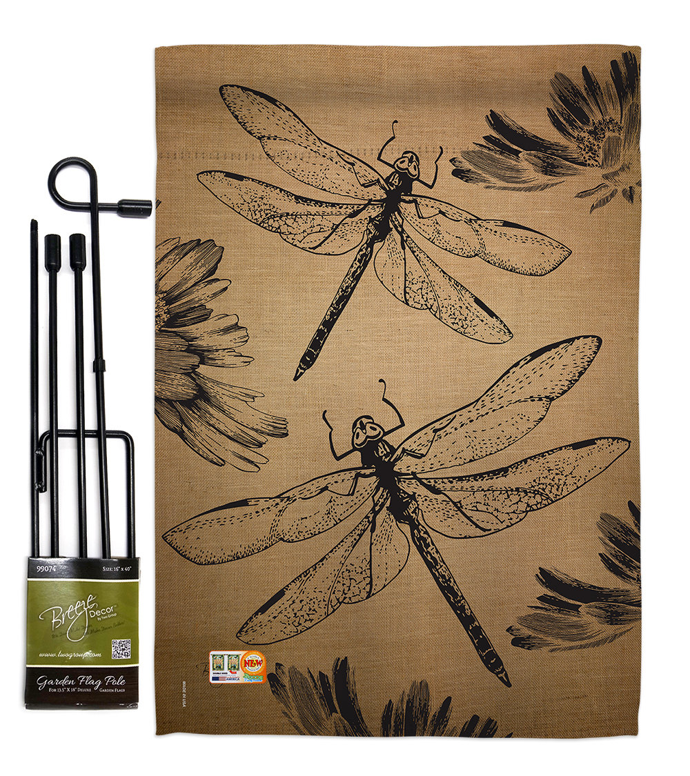 Dragonfly Garden Friends 2 Sided Polyester 1 5 X Ft Flag Set Dragonfly Garden Friends 2 Sided Polyester 1 5 X Ft Flag Set