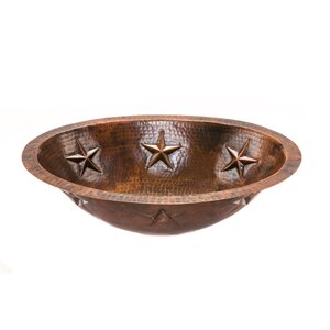 Star Hammered Copper Oval Undermount Bathroom Sink