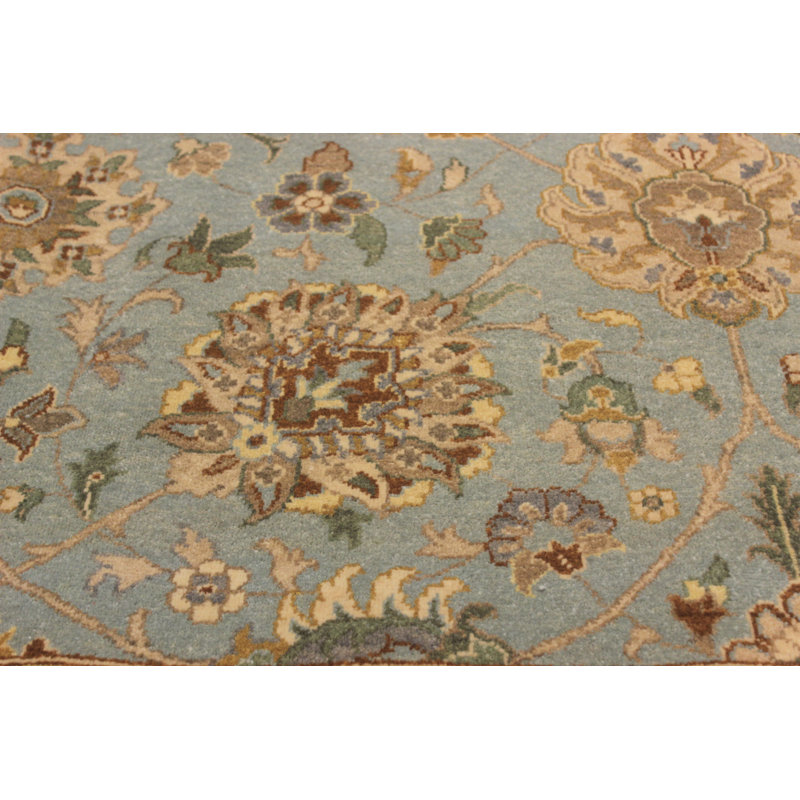 Arshs Fine Rugs Campton Hand Knotted Wool Blue Tan Area Rug