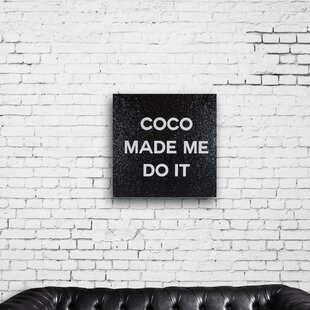 View Coco Made Me Black Glitter Textual Art on