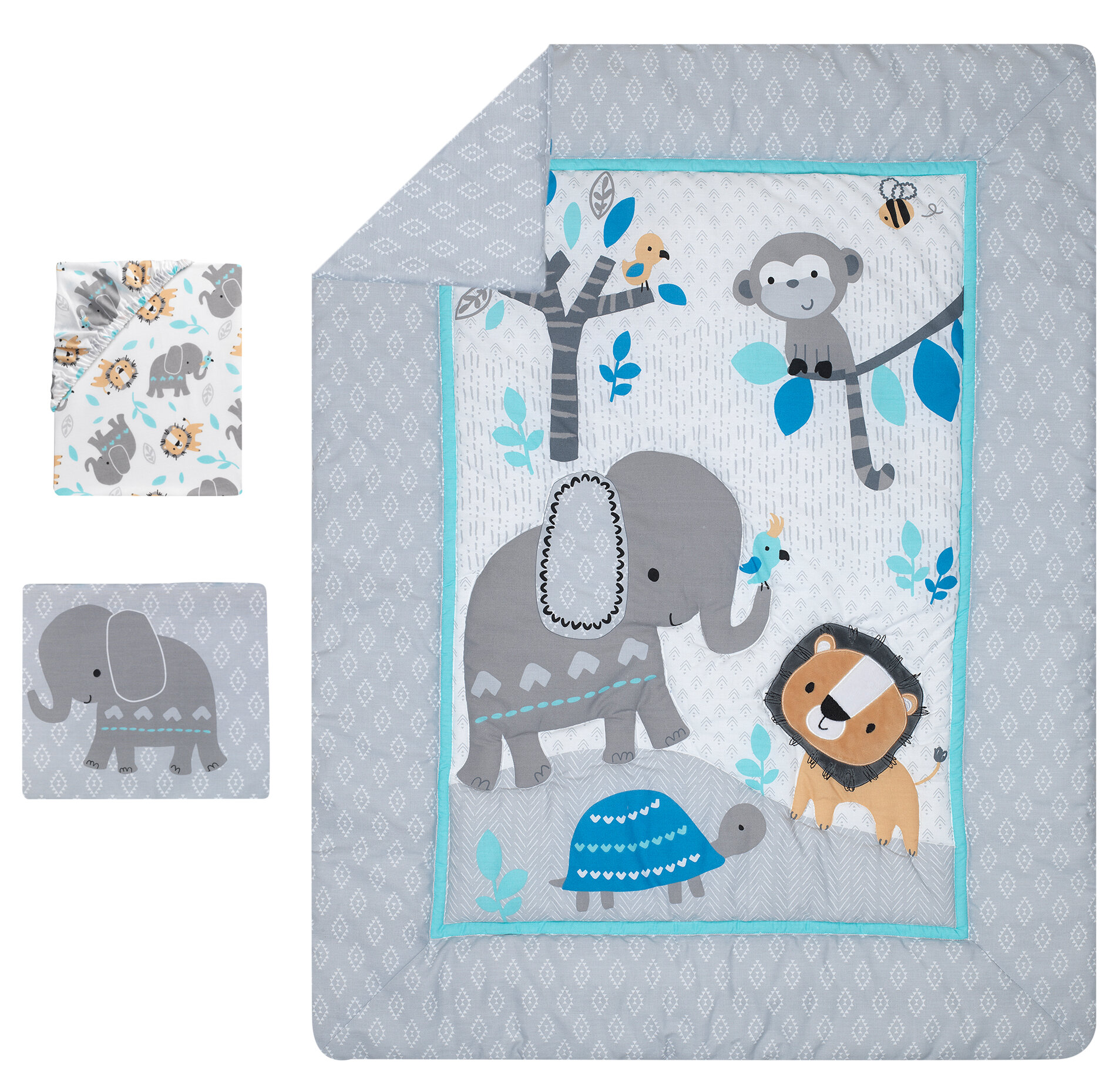 104 x 88, Kess InHouse Pom Graphic Design Elephant Play Orange Animal PrintKing Cotton Duvet Cover