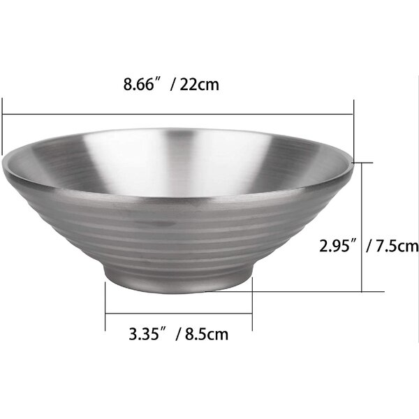 Pasta Noodles Bowl 22cm Salad Double Wall Insulated Stainless Bowl Soup