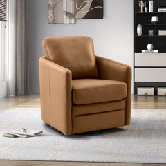 cole and rye brown leather swivel chair