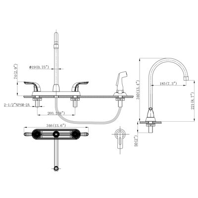 Kitchen Sink Faucet With Side Sprayer High Arch Two Handles Black Kitchen Faucet