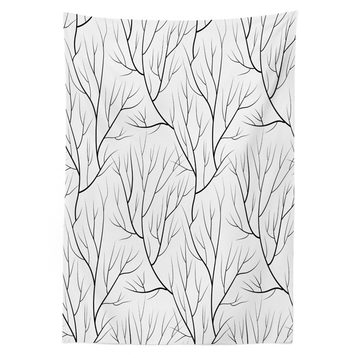 Ambesonne Winter Tablecloth Winter Tree Without Leaves Nature Theme Delicate Branches Pattern Japanese Style Rectangular Table Cover For Dining Room