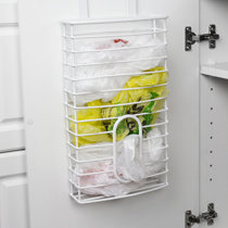 NEW HANGING BIN BAG HOLDER WITH REMOVABLE LID CLIP ONTO CUPBOARD DOORS DRAWERS 