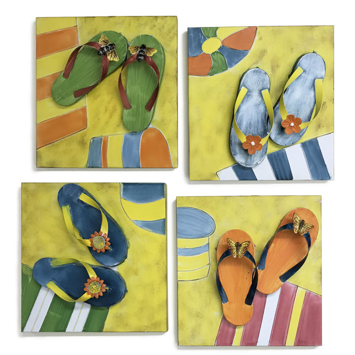 Highland Dunes 4 Piece Metal 3 D Flip Flop Wall Decor Set Wayfair