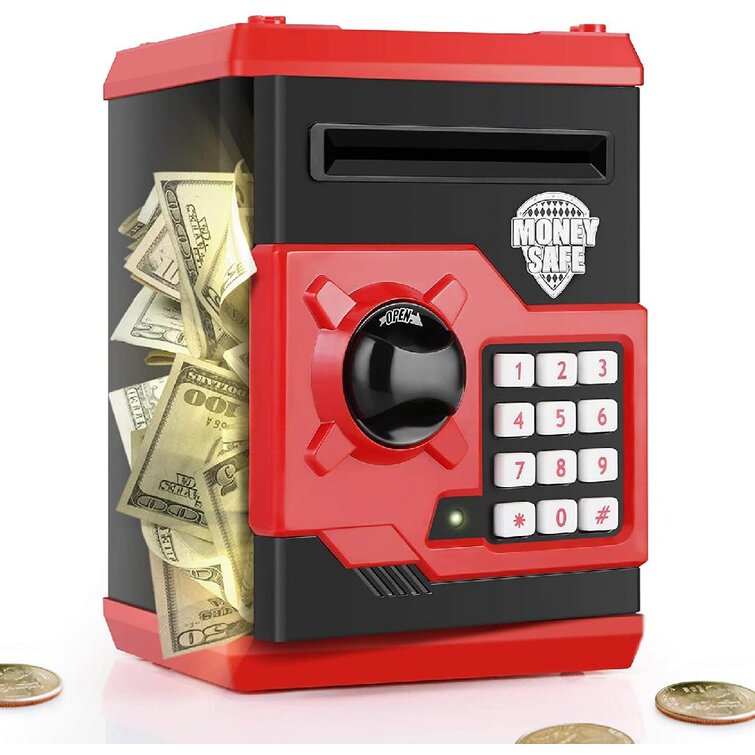 Kids Electronic Piggy Bank ATM Password Money Coin Automatic Safe Saving Box US