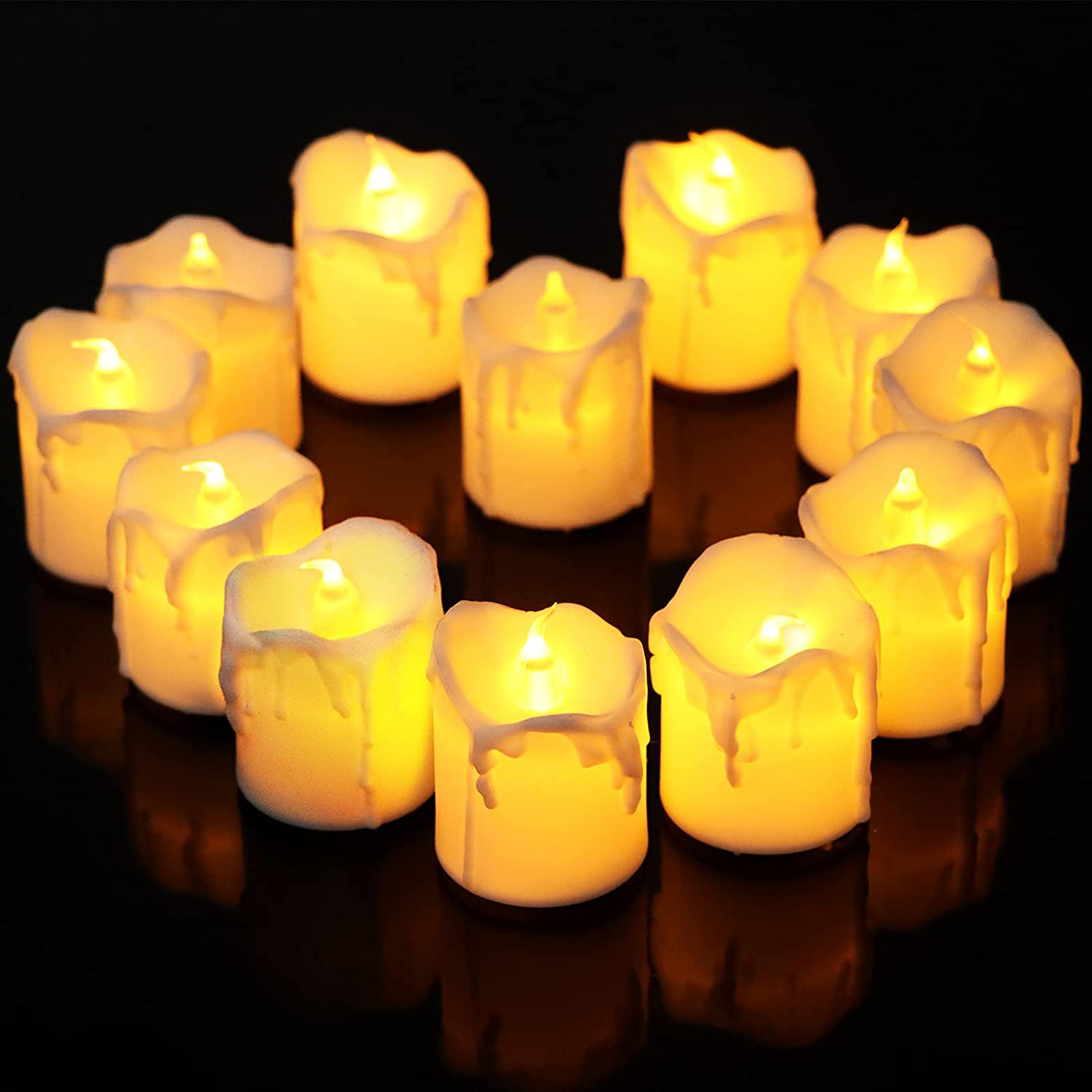 12Pcs LED Flickering Lights Smokeless Tealights Candles Lights Remote Control US 