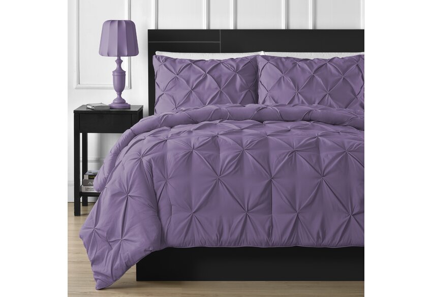 Tache 2-3 Cotton Reversible Solid Violet Lavender Lilac Purple Duvet Cover Set