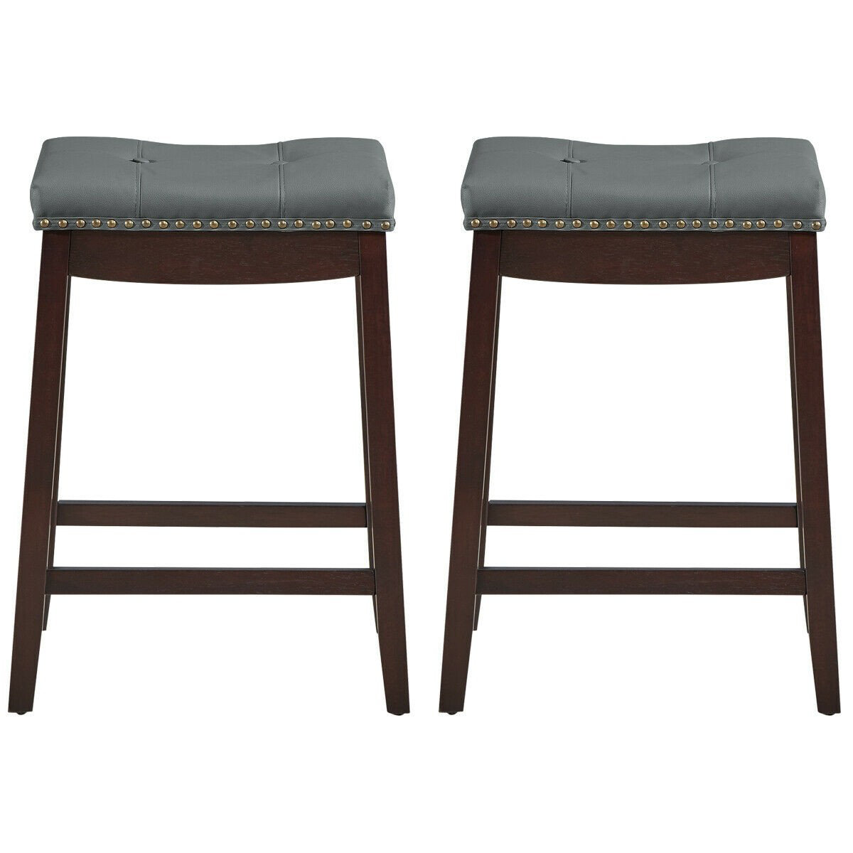 Winston Porter Set Of 2 Nailhead Saddle Bar Stools Coffee Wayfair