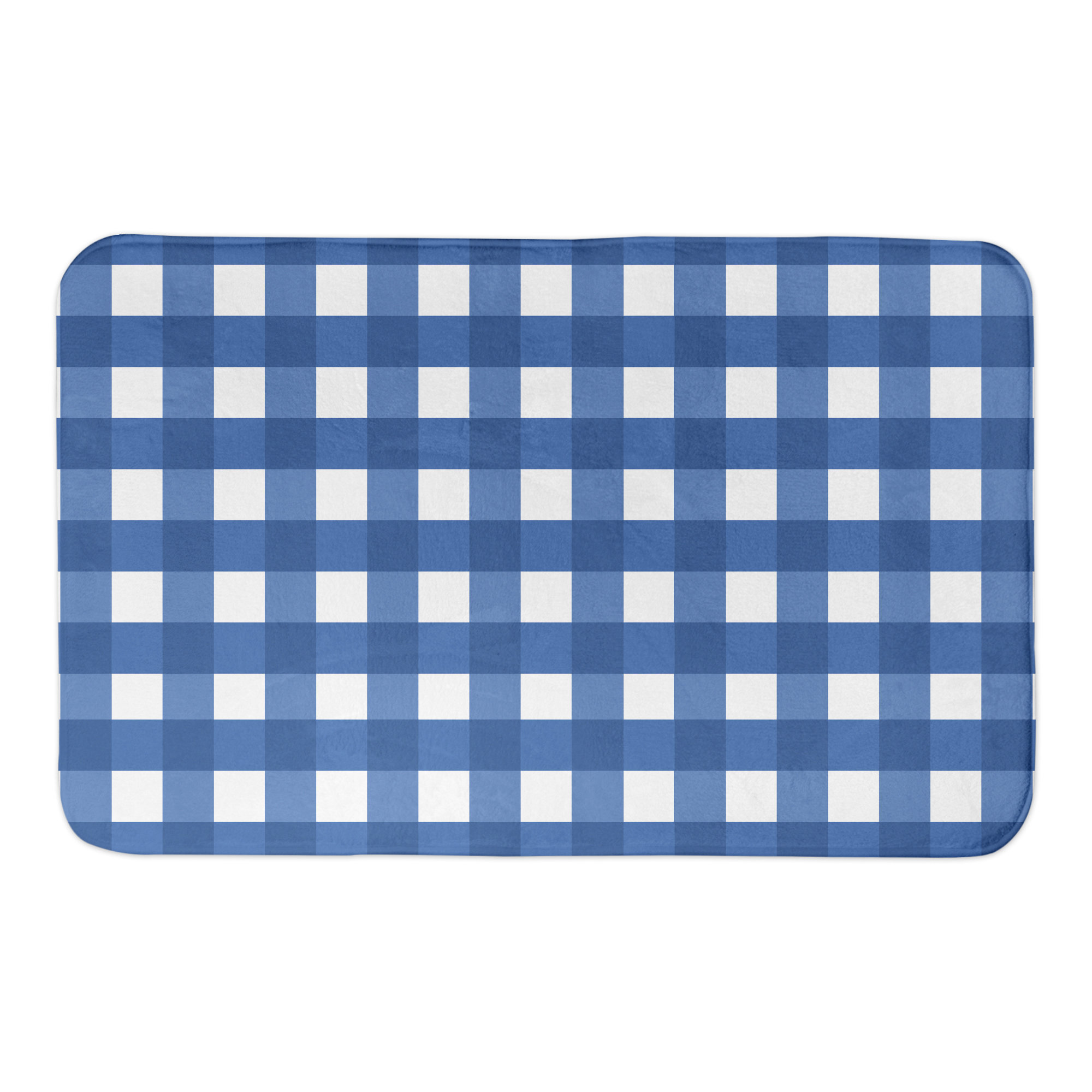August Grove® Nebraska Blue Buffalo Check Rectangle NonSlip Plaid Bath