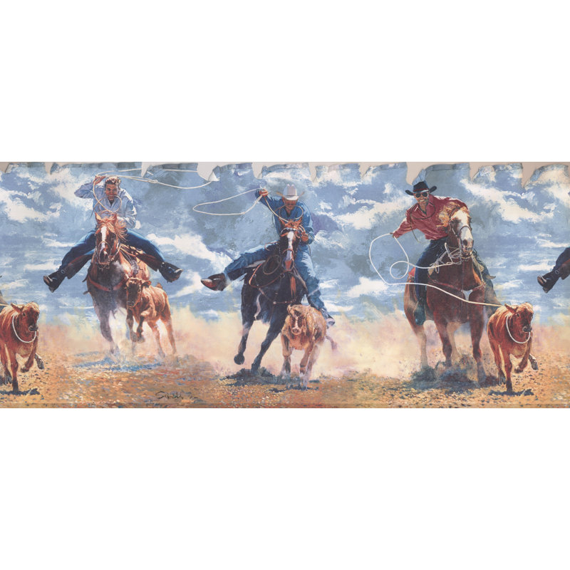 York Wallcoverings Retro Rodeo Cowboys Lasso Rope Hunting Vintage