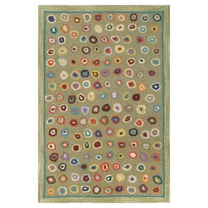 Hooked Green Area Rug