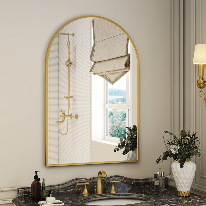 Lilaram Wall Mounted Arch Bathroom / Vanity Mirror Size: 36" x 24", Finish: Black