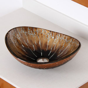 Hand Painted Boat Glass Oval Vessel Bathroom Sink