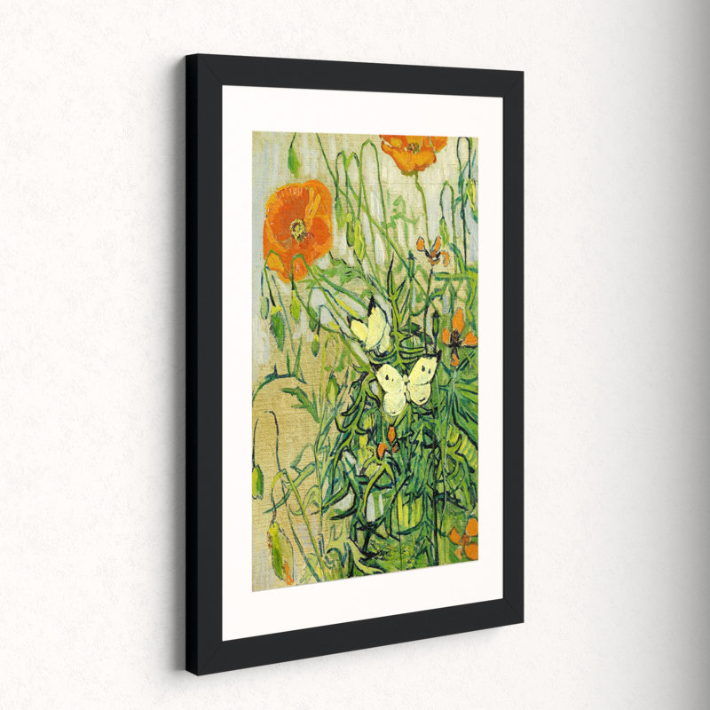 Butterflies And Poppies By Vincent Van Gogh Graphic Art Print
