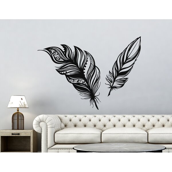 3D Mirror Wall Sticker Feather Shape Self-adhesive Home Bedroom Wall Decor US 