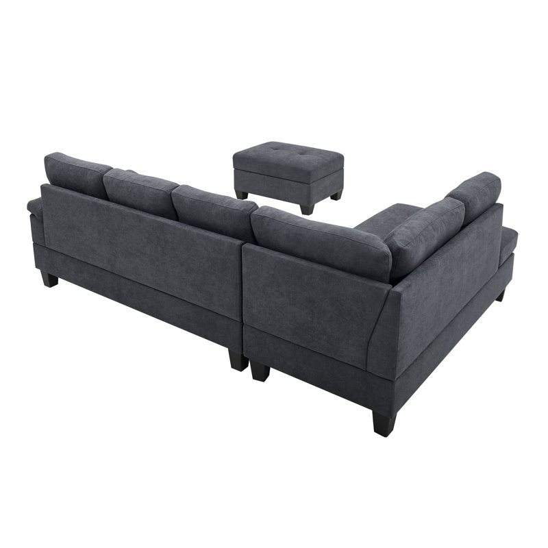 Latitude Run Azziah 98 Chenille Left Hand Facing Sofa And Chaise With Ottoman Wayfair