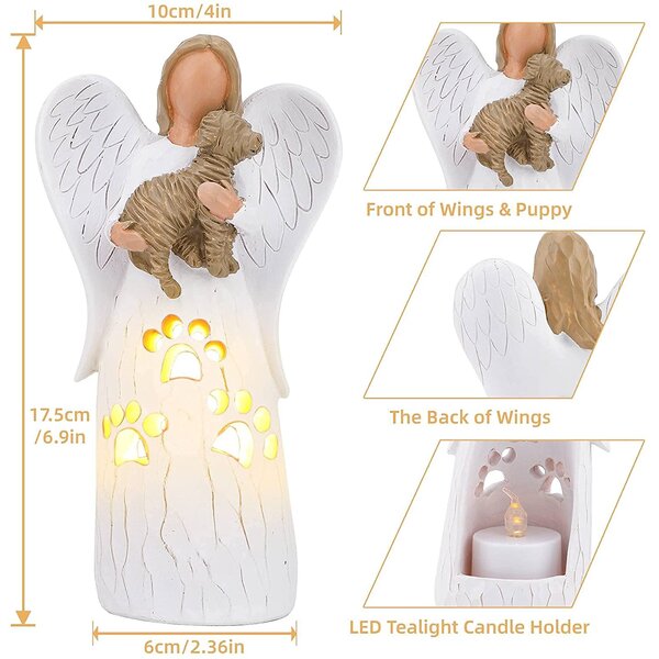 Pet Loss Gifts Remembrance Gifts for Grieving Pet Owners Passed Away Dog Gifts ACTLATI Angel Figurine of Friendship Hand Carved Praying Angel Sculpture Dog Memorials