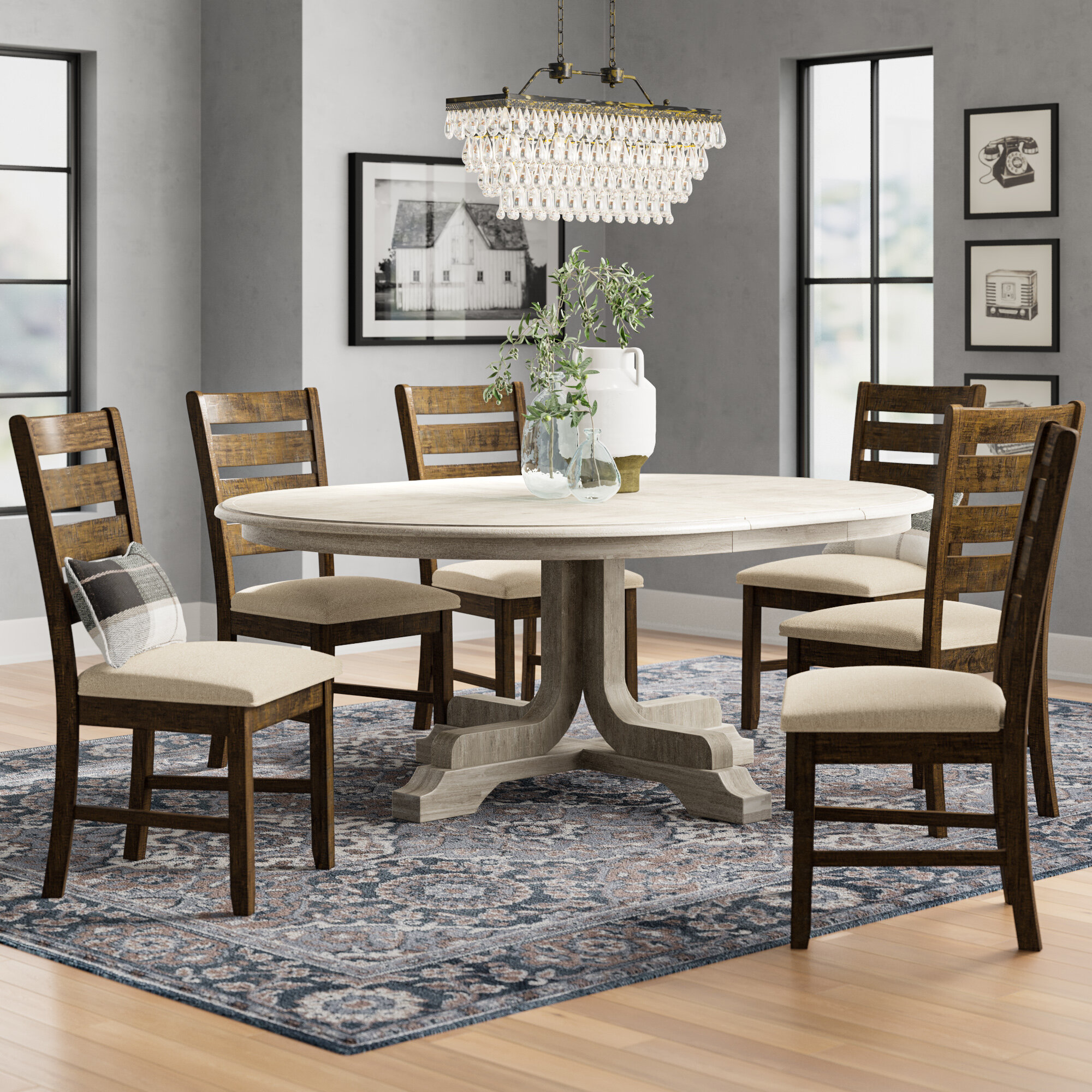 Gracie Oaks Decebal Extendable Pedestal Dining Table | Wayfair