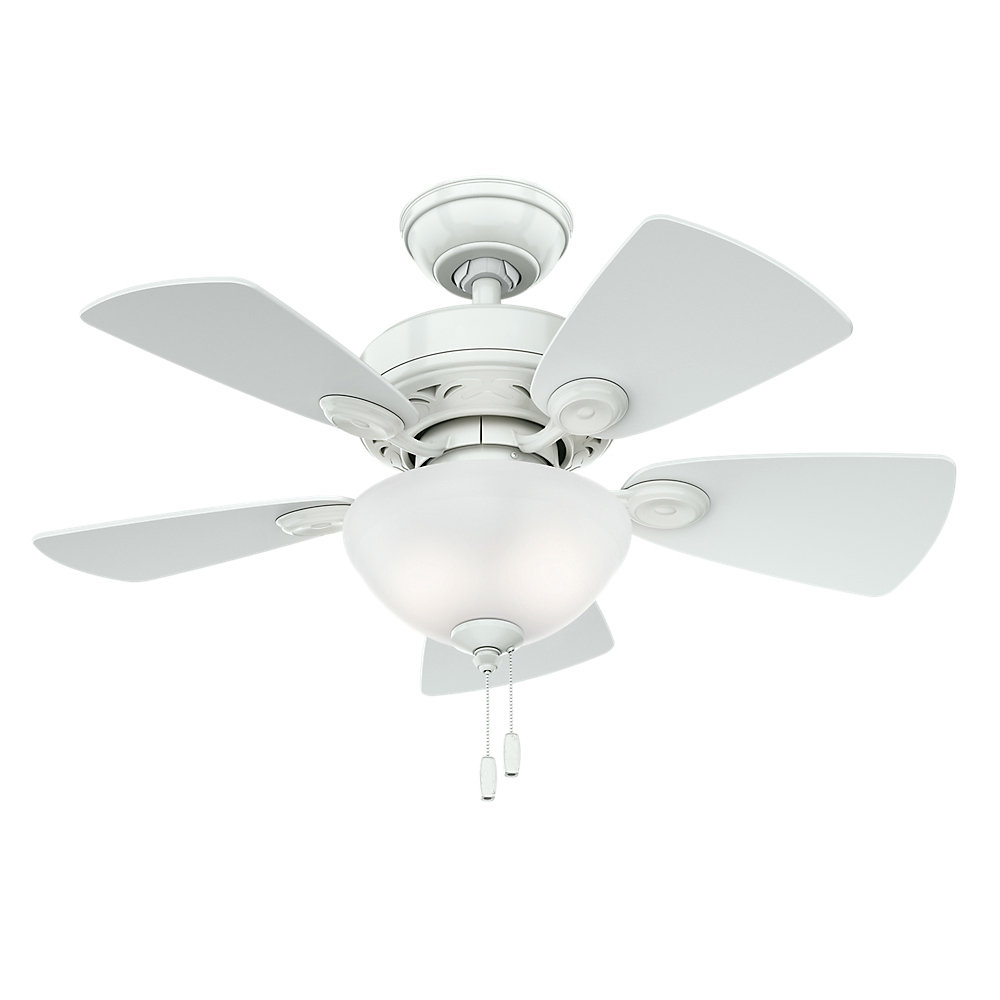 Hunter 42 inch Low Profile Ceiling Fan in Snow White with Bowl Light Kit